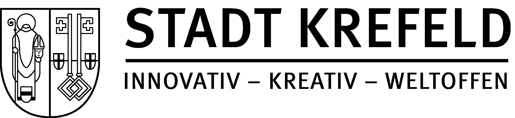 Logo: Stadt Krefeld. Innovativ - kreativ - weltoffen. 