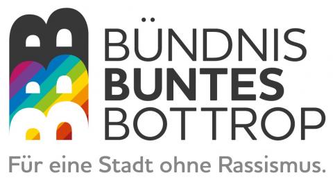 Logo: Bündnis Bunes Bottrop. Für eine Stadt ohne Rassismus. 