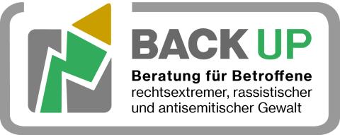 Logo: Back UP. Beratung für Betroffene rechtsextremer, rassistischer und antisemitischer Gewalt.