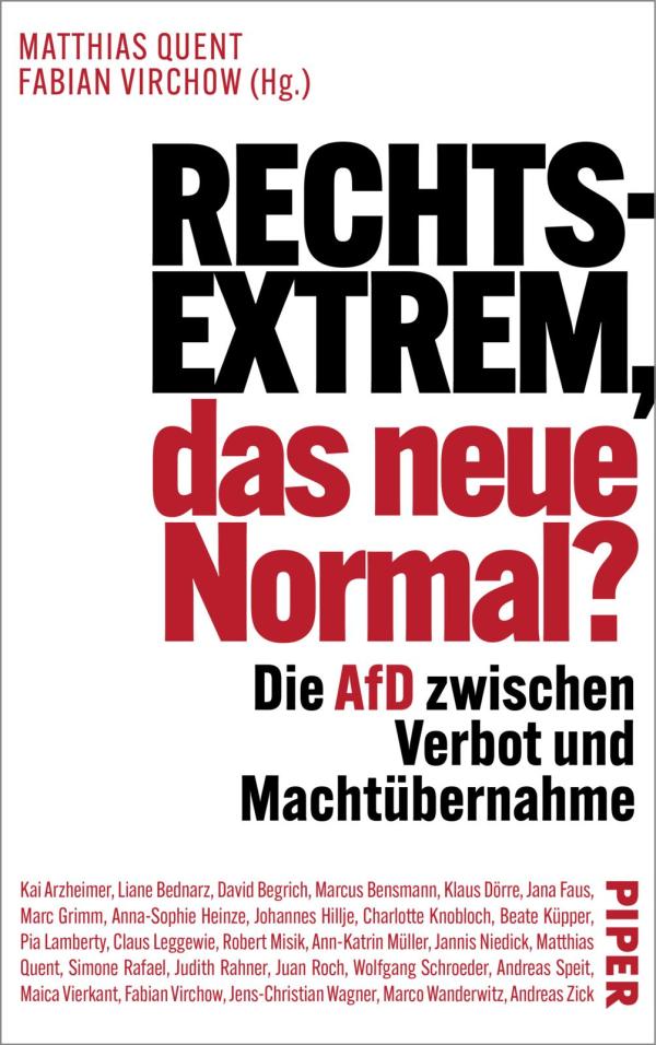 Weißes Buchcover "Rechtsextrem, das neue Normal?" mit Titel in schwarz und rot