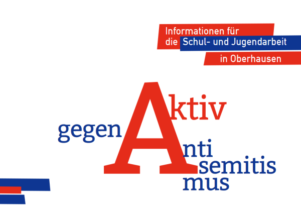 Titel der Broschüre "Aktiv gegen Antisemitismus" in roter und blauer Schrift