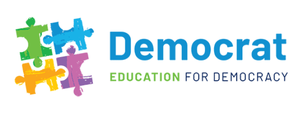 Logo des Projekts DEMOCRAT mit vier bunten Puzzleteilen