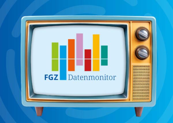 Altertümlicher Fernseher mit dem Logo "FGZ Datenmonitor"