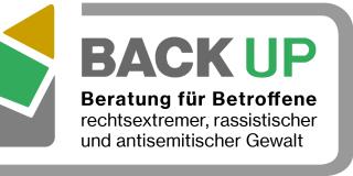 Logo: Back UP. Beratung für Betroffene rechtsextremer, rassistischer und antisemitischer Gewalt.